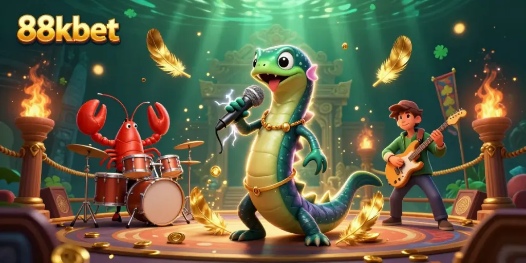 Experience thrilling gameplay at 88kbet while interacting with a vibrant underwater casino scene featuring lively characters.