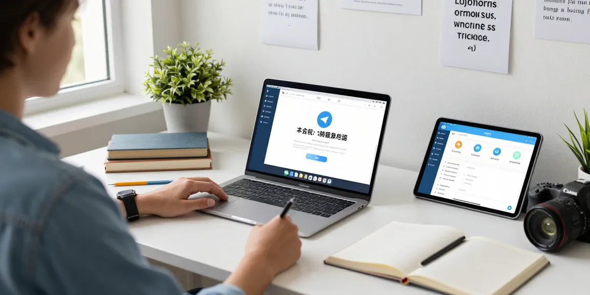Setting up Telegram Chinese interface at a vibrant workspace with language learning materials.