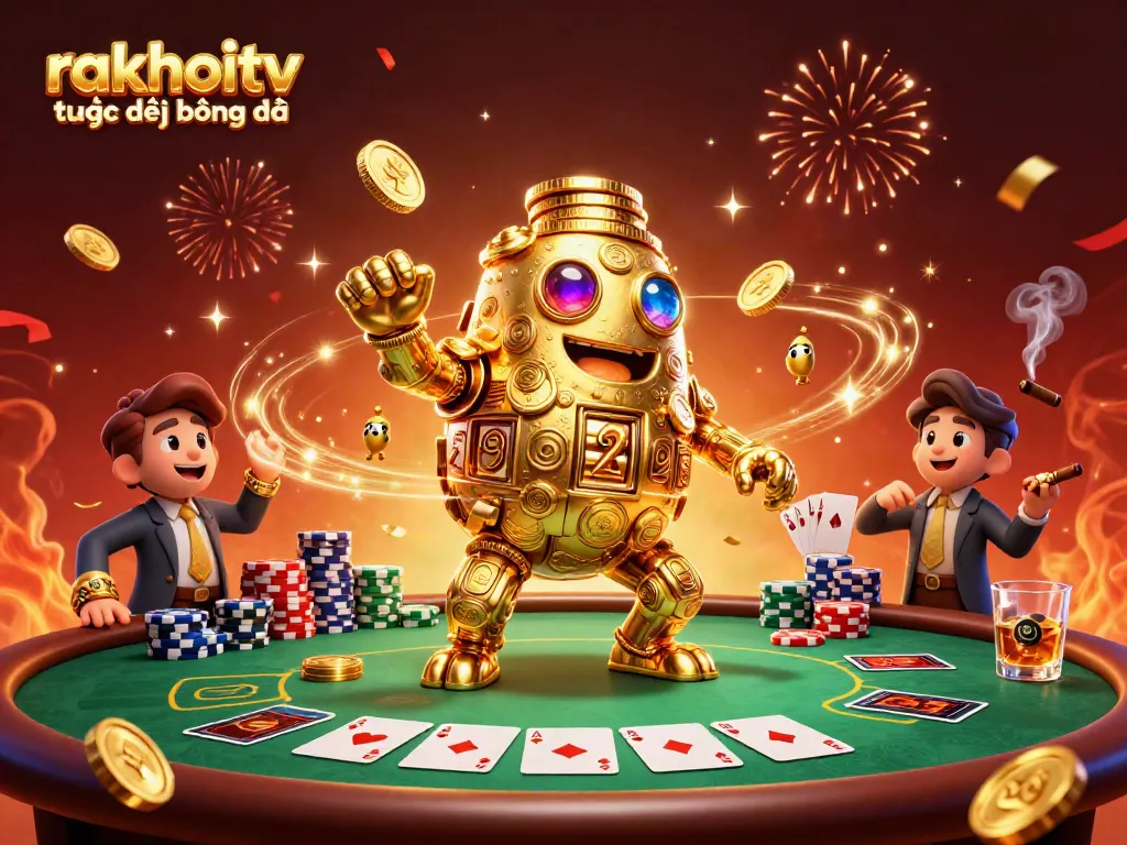Experience rakhoitv trực tiếp bóng đá in a vibrant scene featuring dynamic characters and a packed casino atmosphere.
