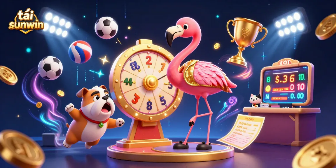 Spin the giant prize wheel and tải sunwin to win amazing rewards in this exhilarating casino scene.